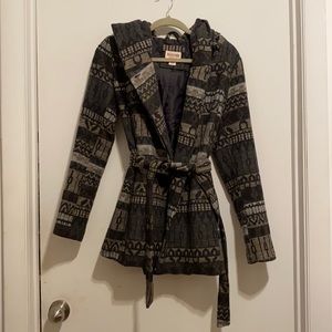 Printed gray winter coat